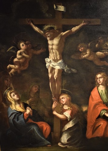 Antiquités - "La crucifixion" École flamande début du 17e siècle